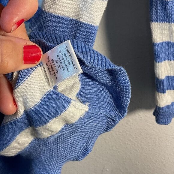 Pendleton ladies sweater cardigan small blue white nautical academia casual day - Picture 4 of 11